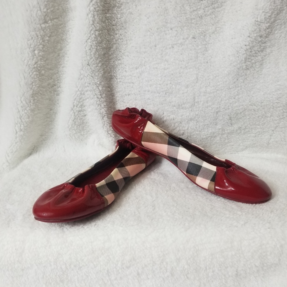 Burberry Raspberry Nova Check Ballet Flats